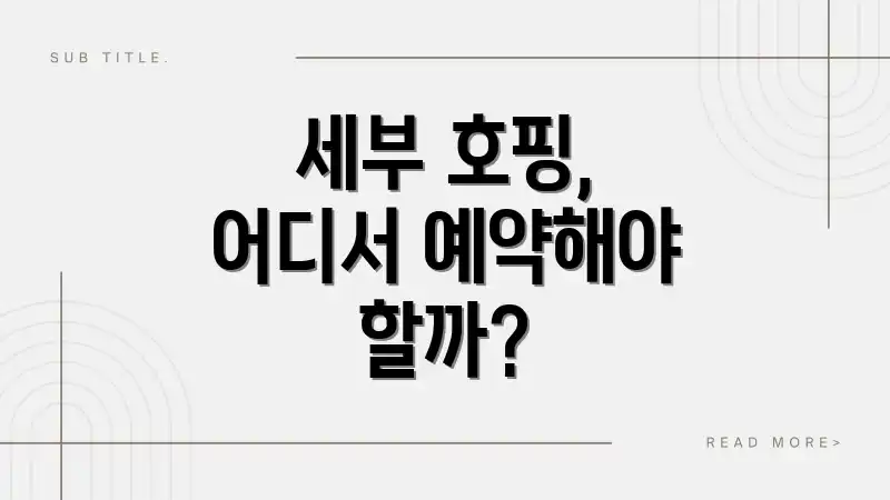 세부 호핑, 어디서 예약해야 할까?