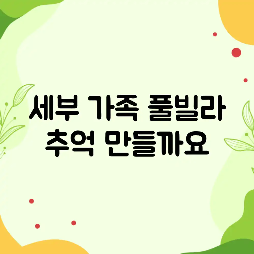 세부 가족 풀빌라, 추억 만들까요?