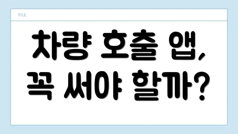 차량 호출 앱, 꼭 써야 할까?