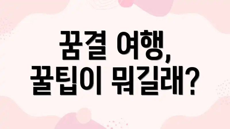 꿈결 여행, 꿀팁이 뭐길래?