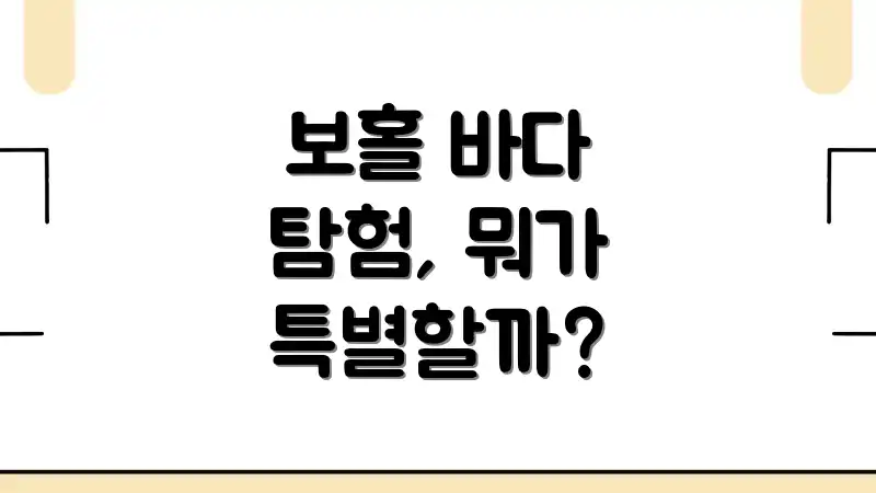 보홀 바다 탐험, 뭐가 특별할까?