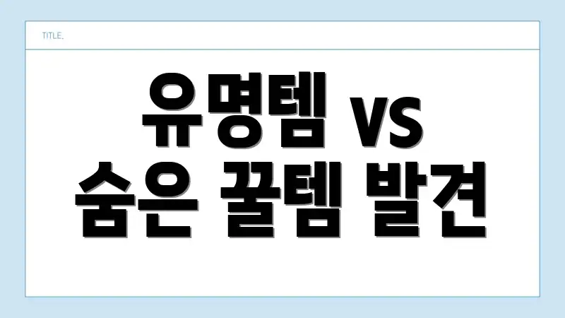 유명템 vs 숨은 꿀템 발견