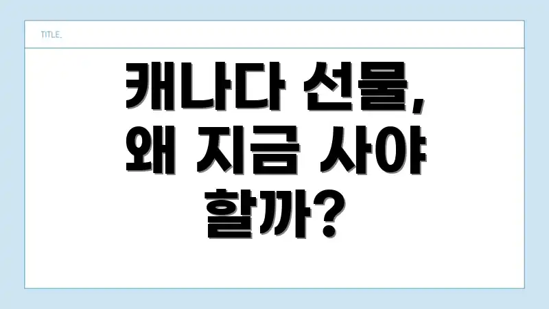 캐나다 선물, 왜 지금 사야 할까?